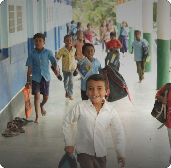 child running in school